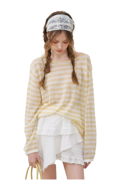 Striped Open-Back Cardigan