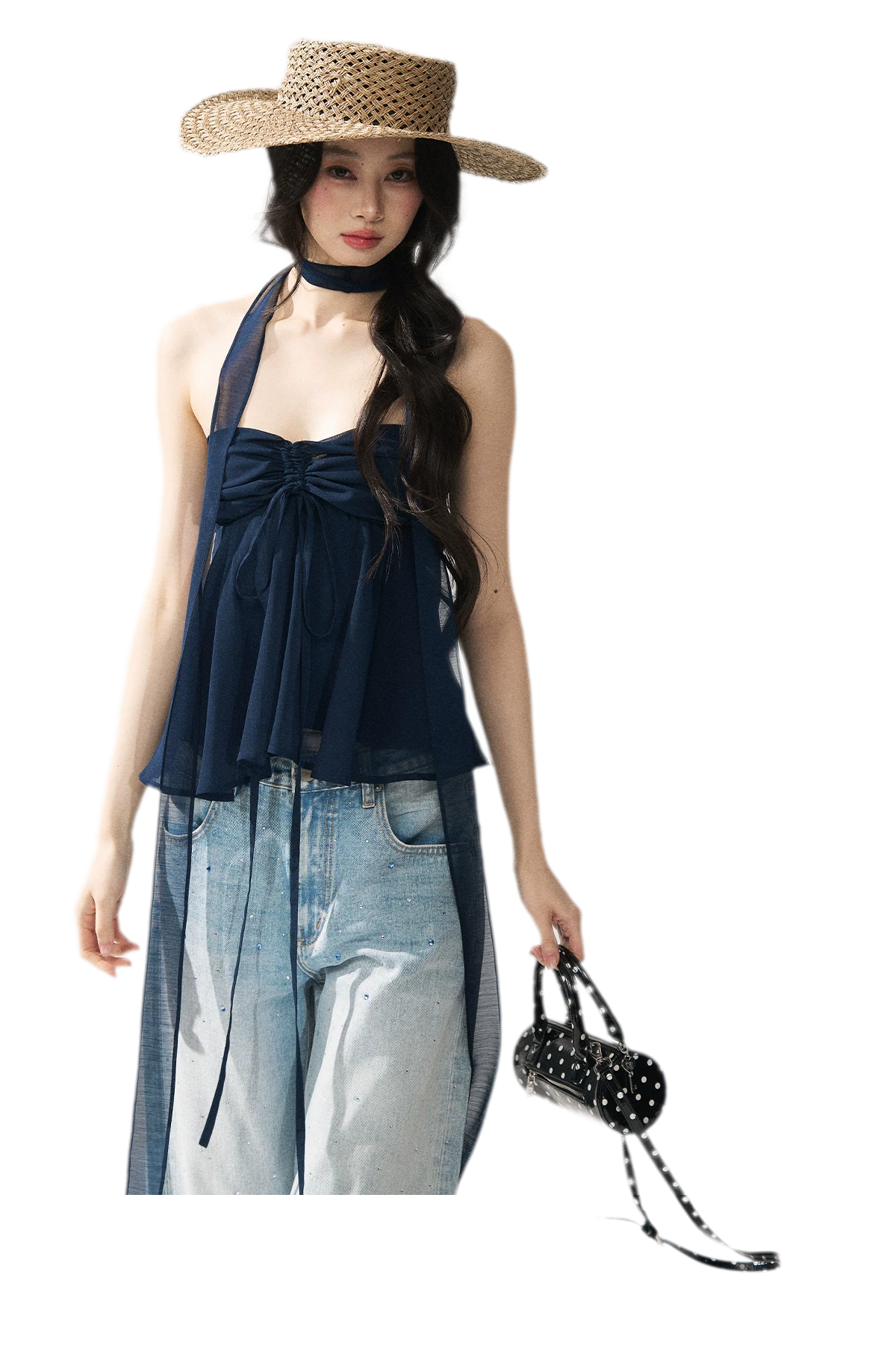 Halter Ruched Bustier Top