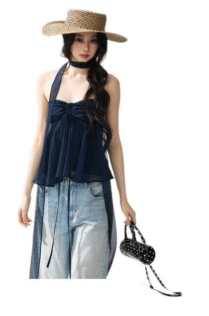 Halter Ruched Bustier Top
