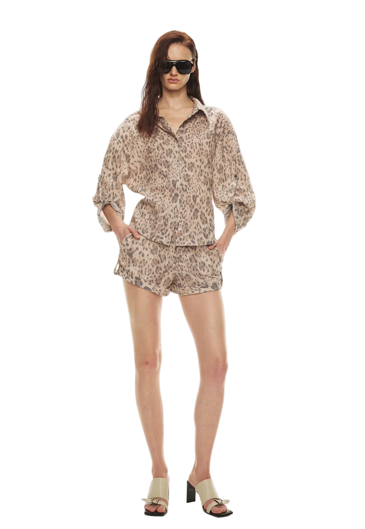 Tencel Linen Leopard Print Shirt &amp; Short