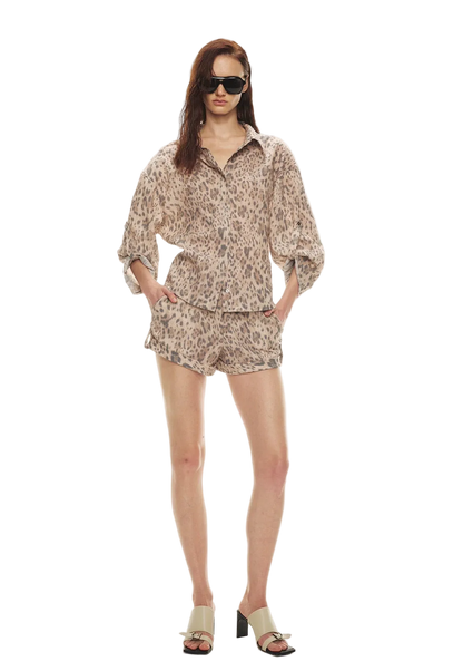 Tencel Linen Leopard Print Shirt &amp; Short