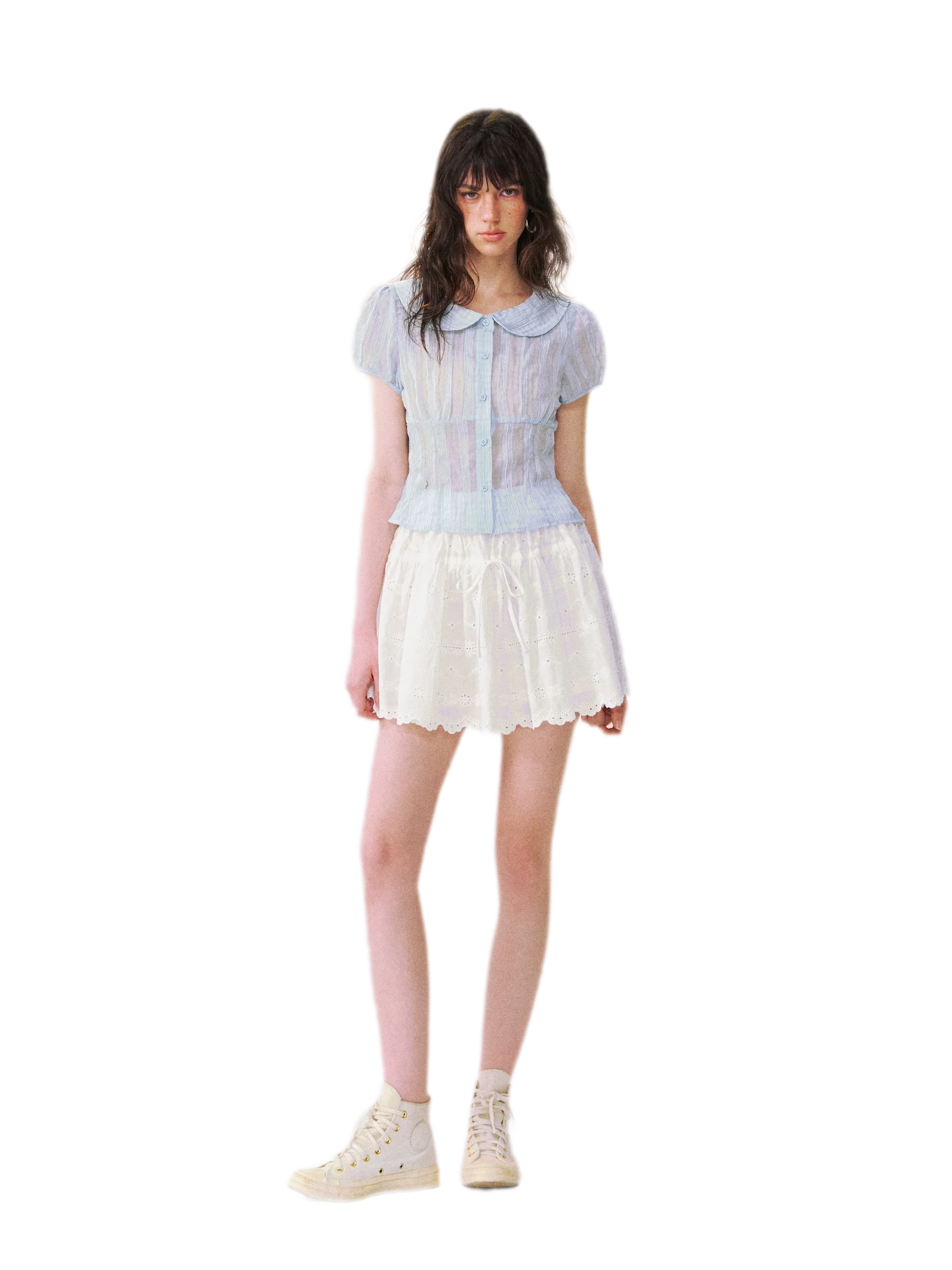 Lace Trim Puff Shirt
