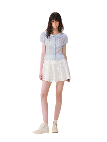 Lace Trim Puff Shirt