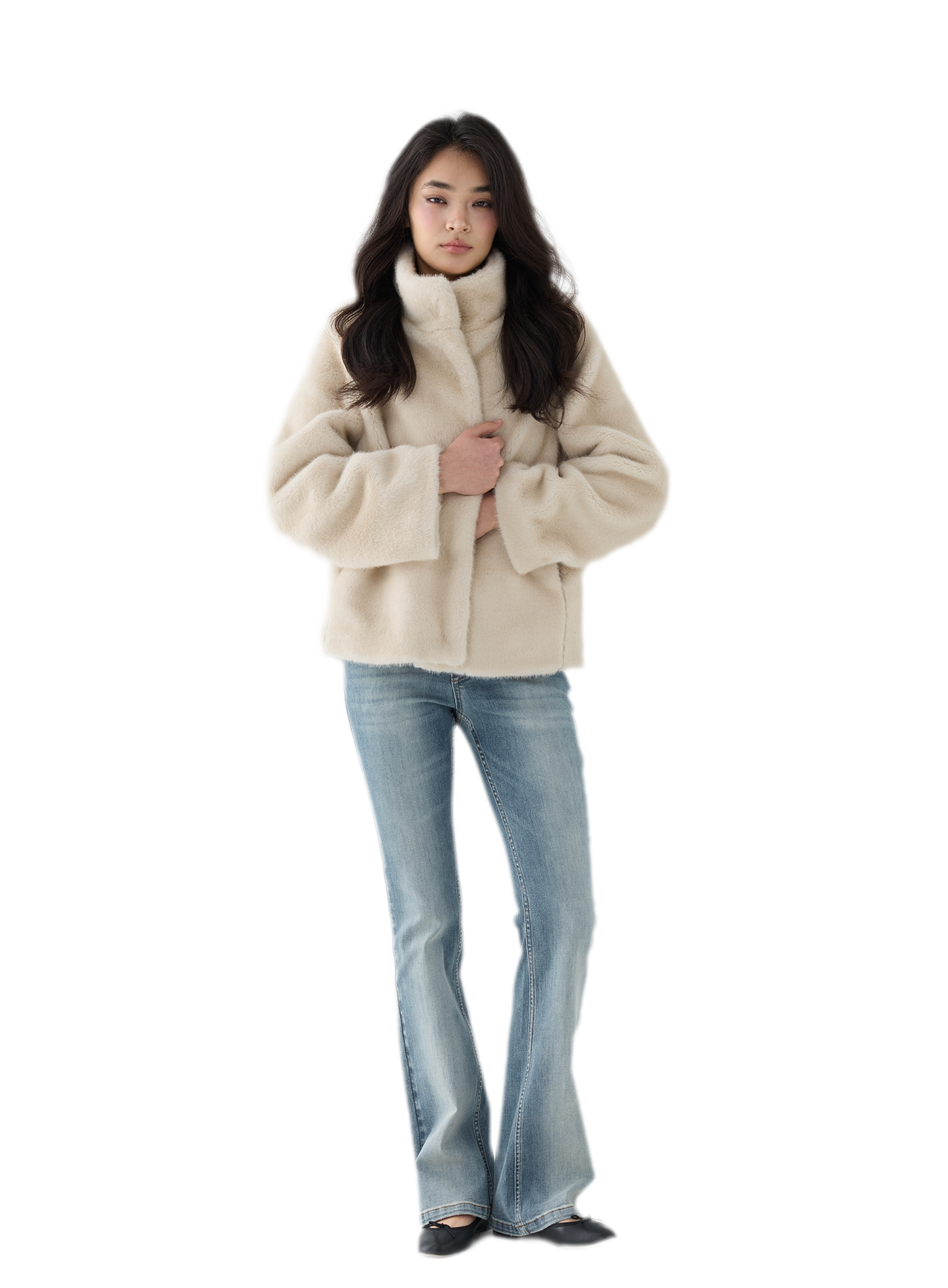 Eco-Friendly Cropped Faux Fur Jacket