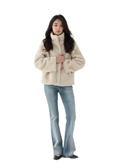 Eco-Friendly Cropped Faux Fur Jacket