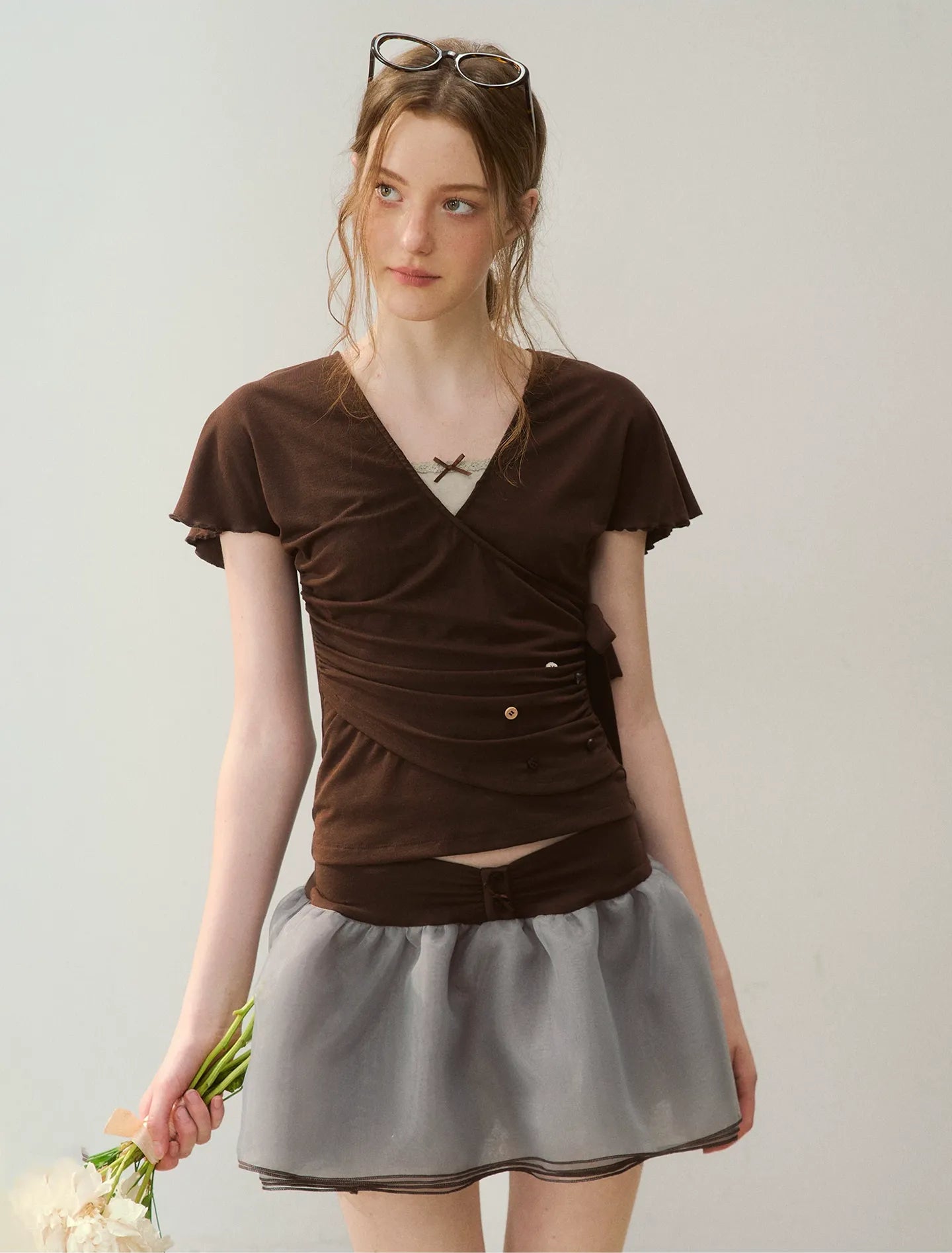 Ruffle Sleeve Two-Piece Tee