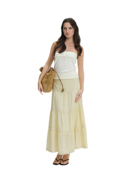 Waffle Drawstring Knit Bandeau Top
