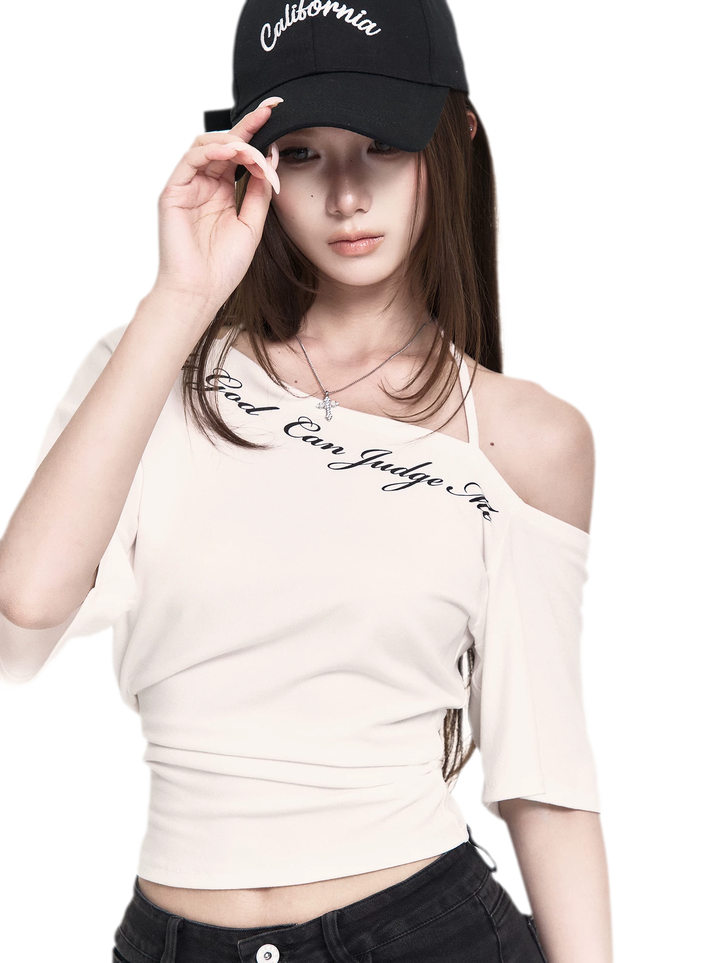 Asymmetric Halter Crop Tee