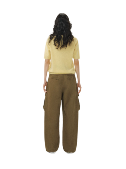 Pleated Wide-Leg Cargo Jeans