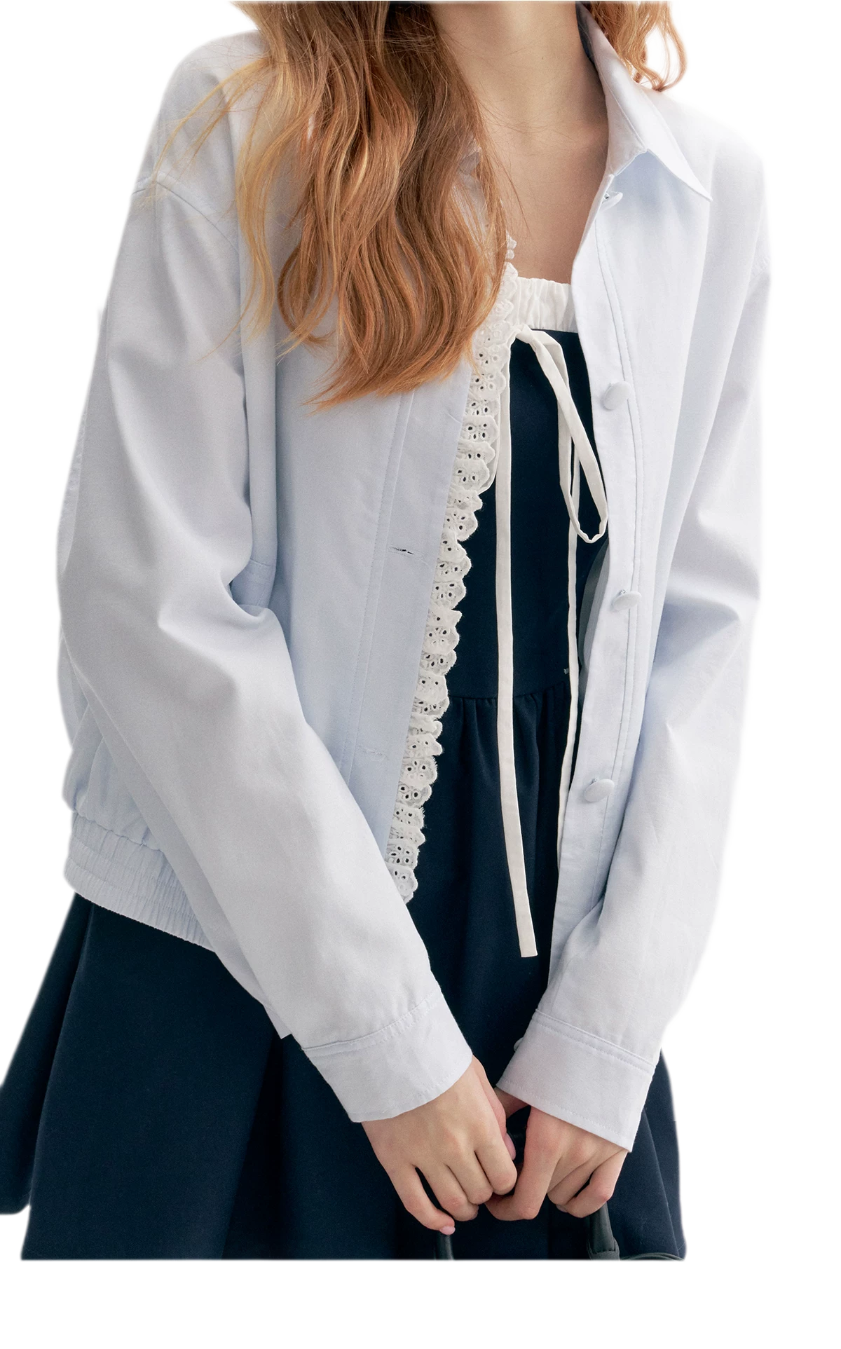 Ramie Cotton Lace-Trimmed Jacket