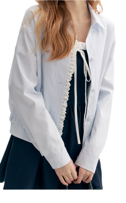 Ramie Cotton Lace-Trimmed Jacket