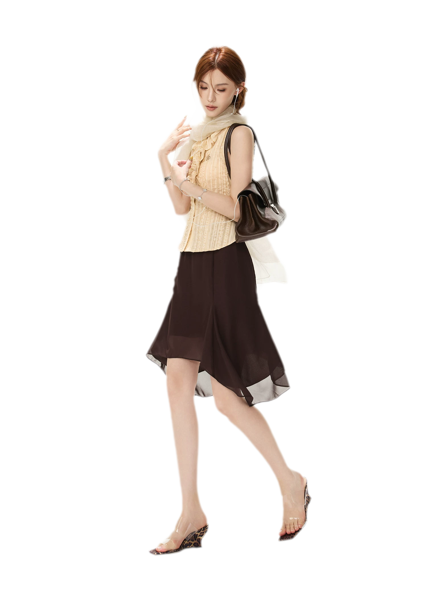 Drapey Asymmetrical Midi Skirt