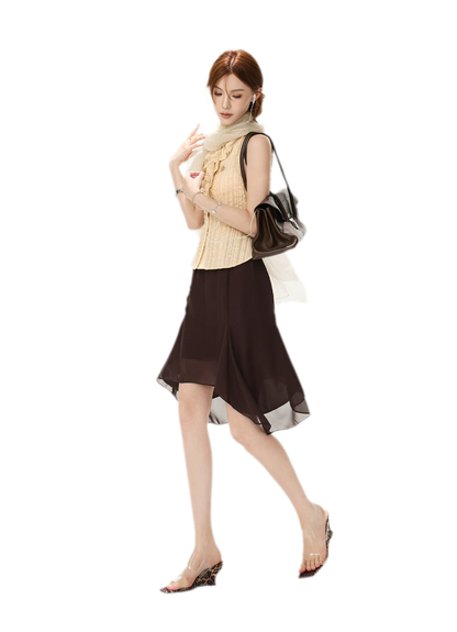 Drapey Asymmetrical Midi Skirt