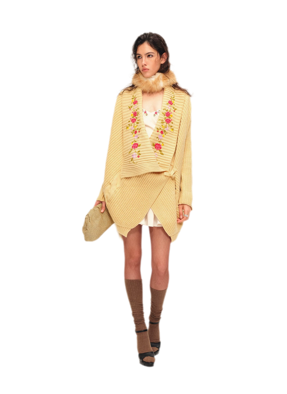 Bộ cardigan dệt kim thêu