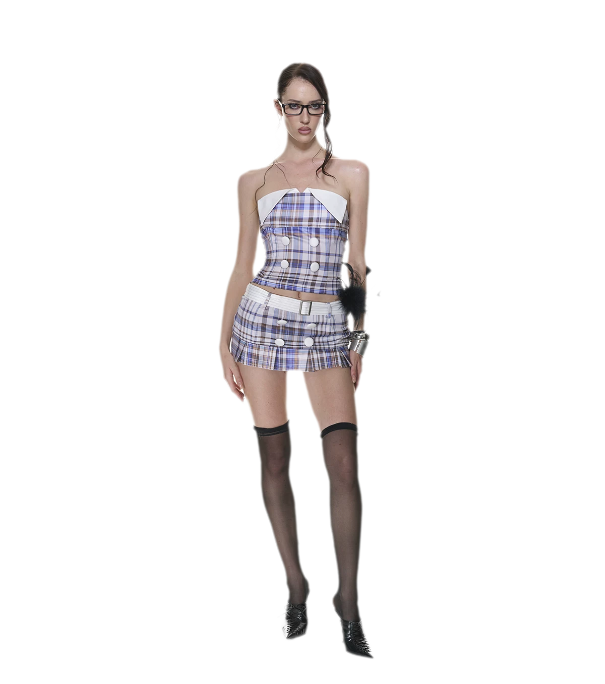 Plaid Bustier Skirt Set