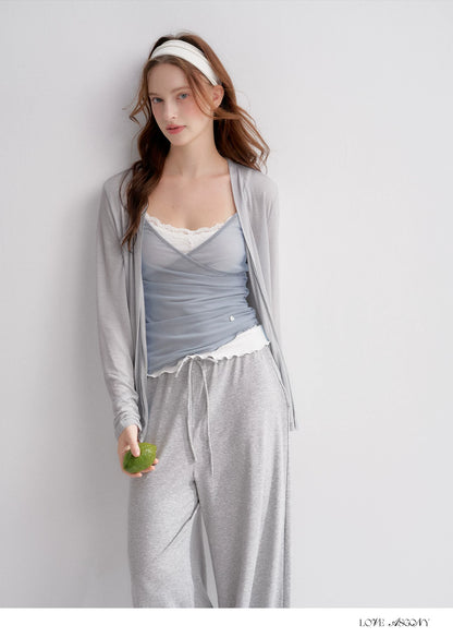 Lyrical Lace Spliced Cross Mesh Camisole Top