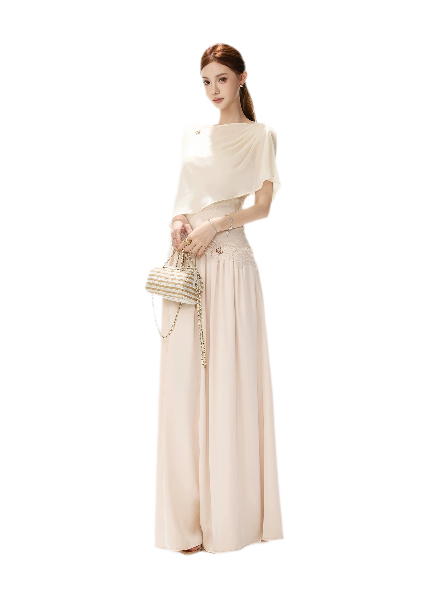 Lace Backless Satin Dress