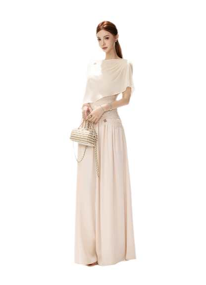 Lace Backless Satin Dress