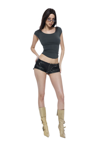Cutout Backless Slim Tee
