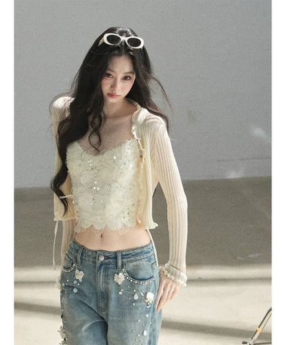 Lace Camisole Knit Set