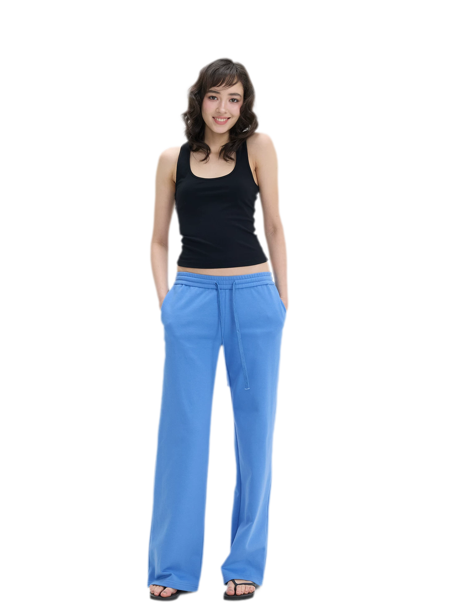 Low-Rise Wide-Leg Loose Sweatpants