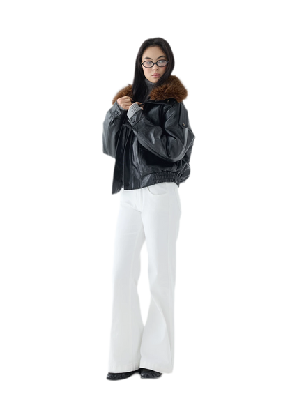 Oil-Wax Cropped PU Jacket