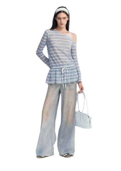 Sequin Wide-Leg Jeans