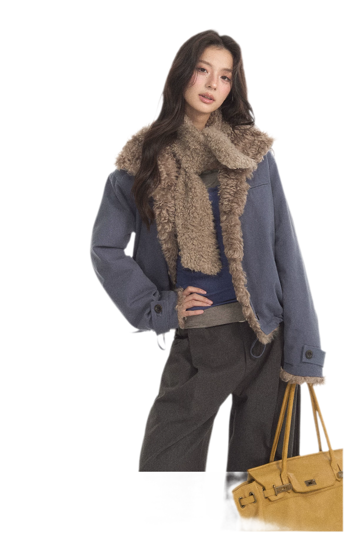 Faux Lamb-Wool Patchwork Jacket
