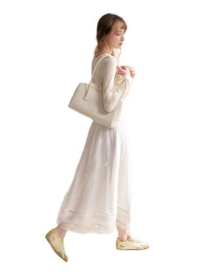 Lyocell Lace Pleated Skirt