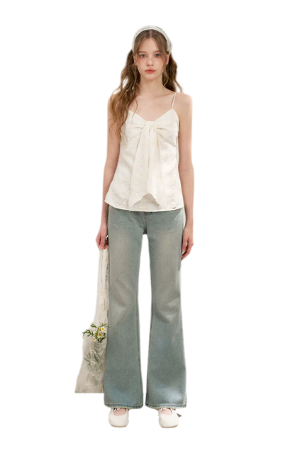 Lace Trim Flare Jeans