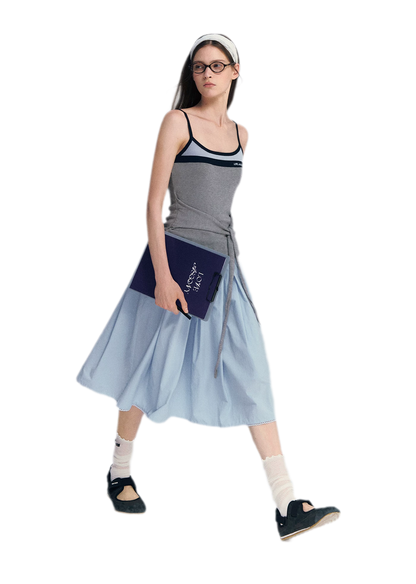 Blue Lace Midi Skirt