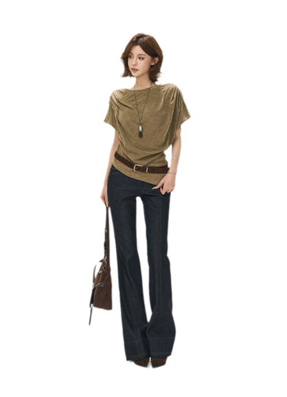 Gathered Collar Batwing Sweater