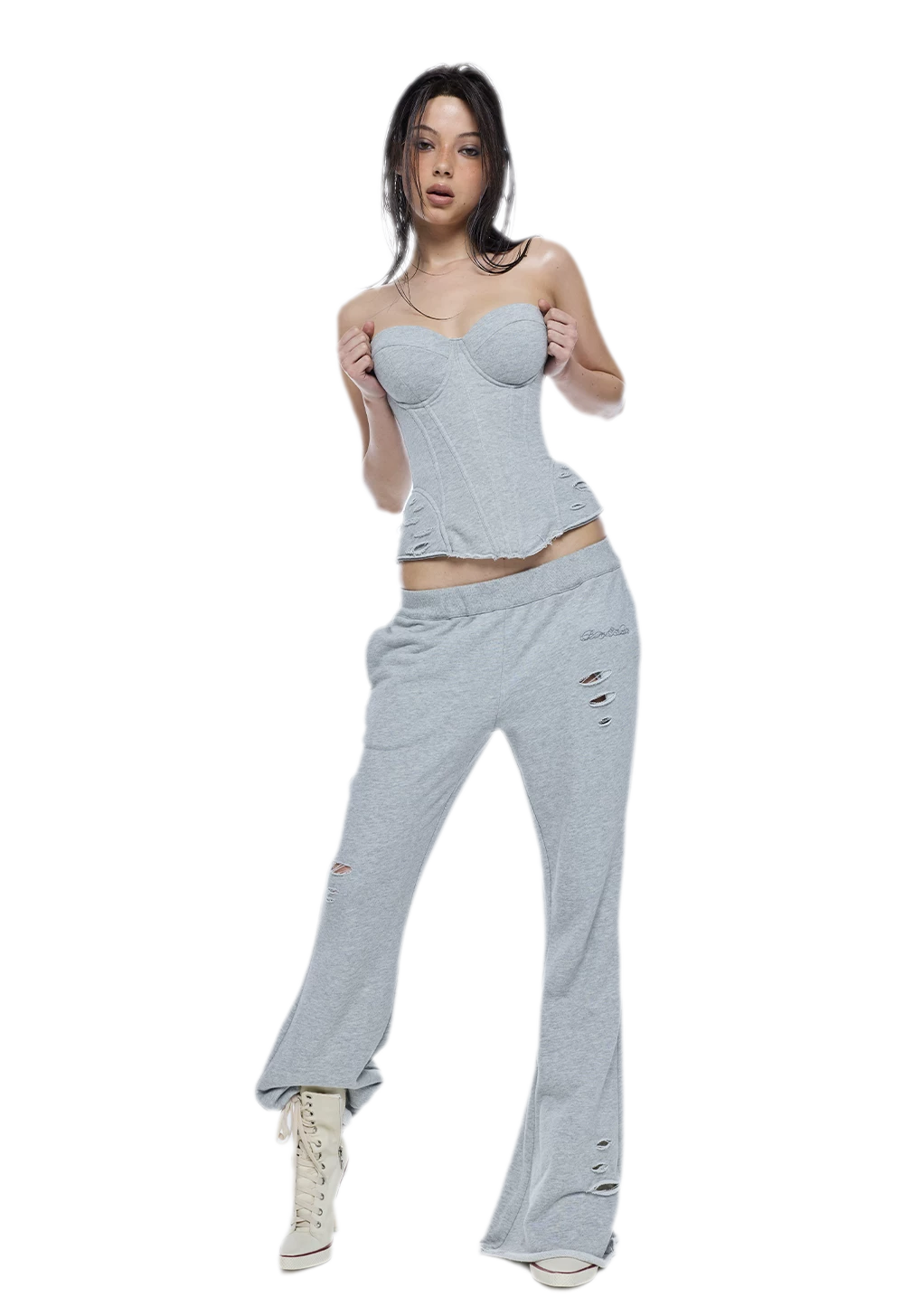 Distressed Flared Sweatpants