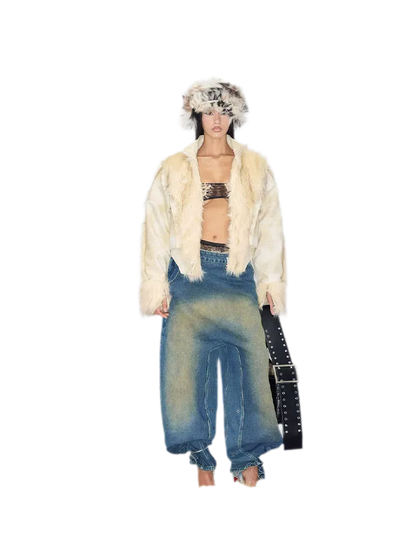 Deconstructed Faux Fur Jacket