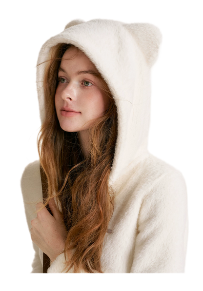 Eco Plush Bear-Ear Hoodie