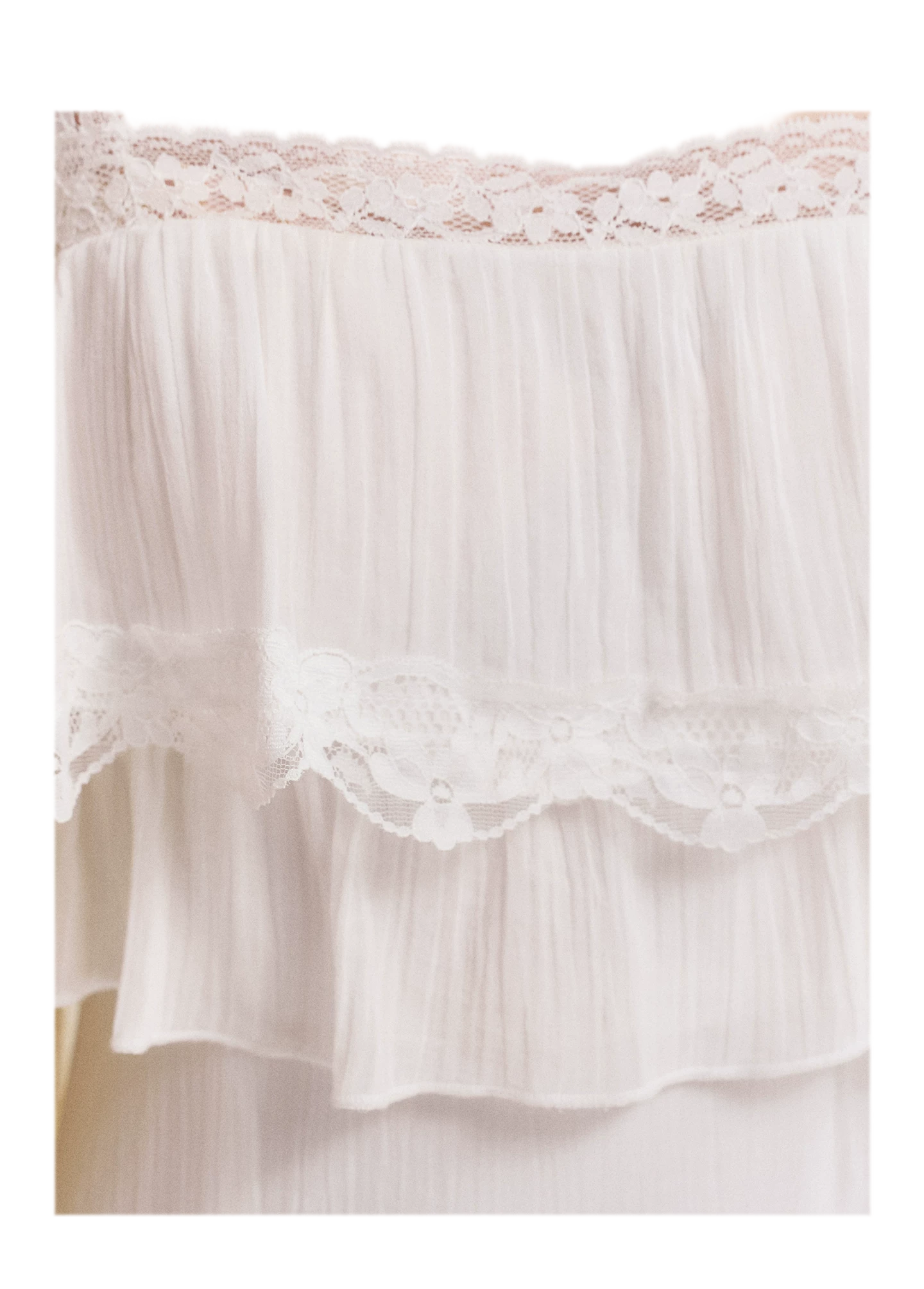 Lace Ruffle Waist Long Dress