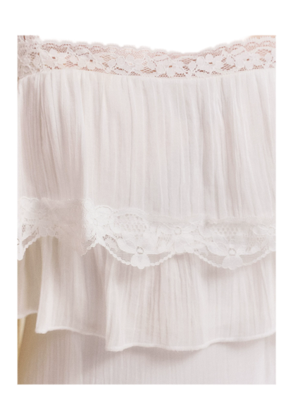 Lace Ruffle Waist Long Dress