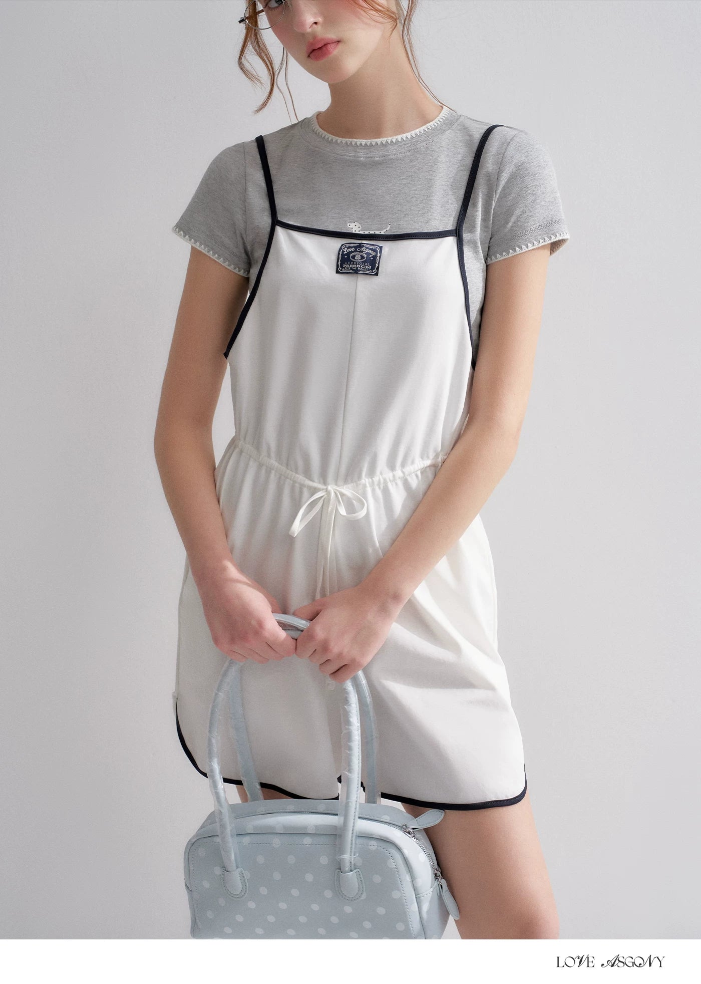 Contrast Piping Drawstring Waist Jumpsuit