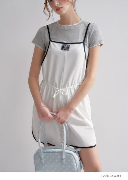 Contrast Piping Drawstring Waist Jumpsuit