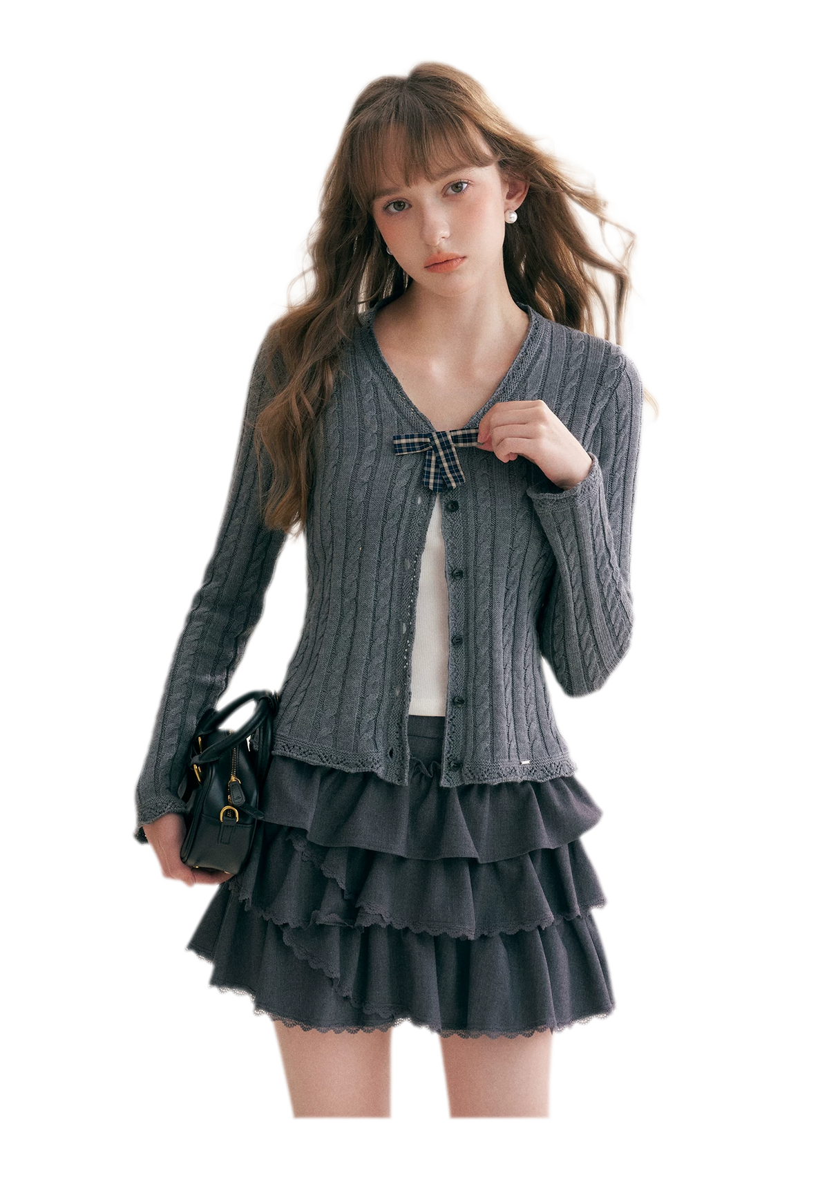 Cable Knit V-Neck Cardigan