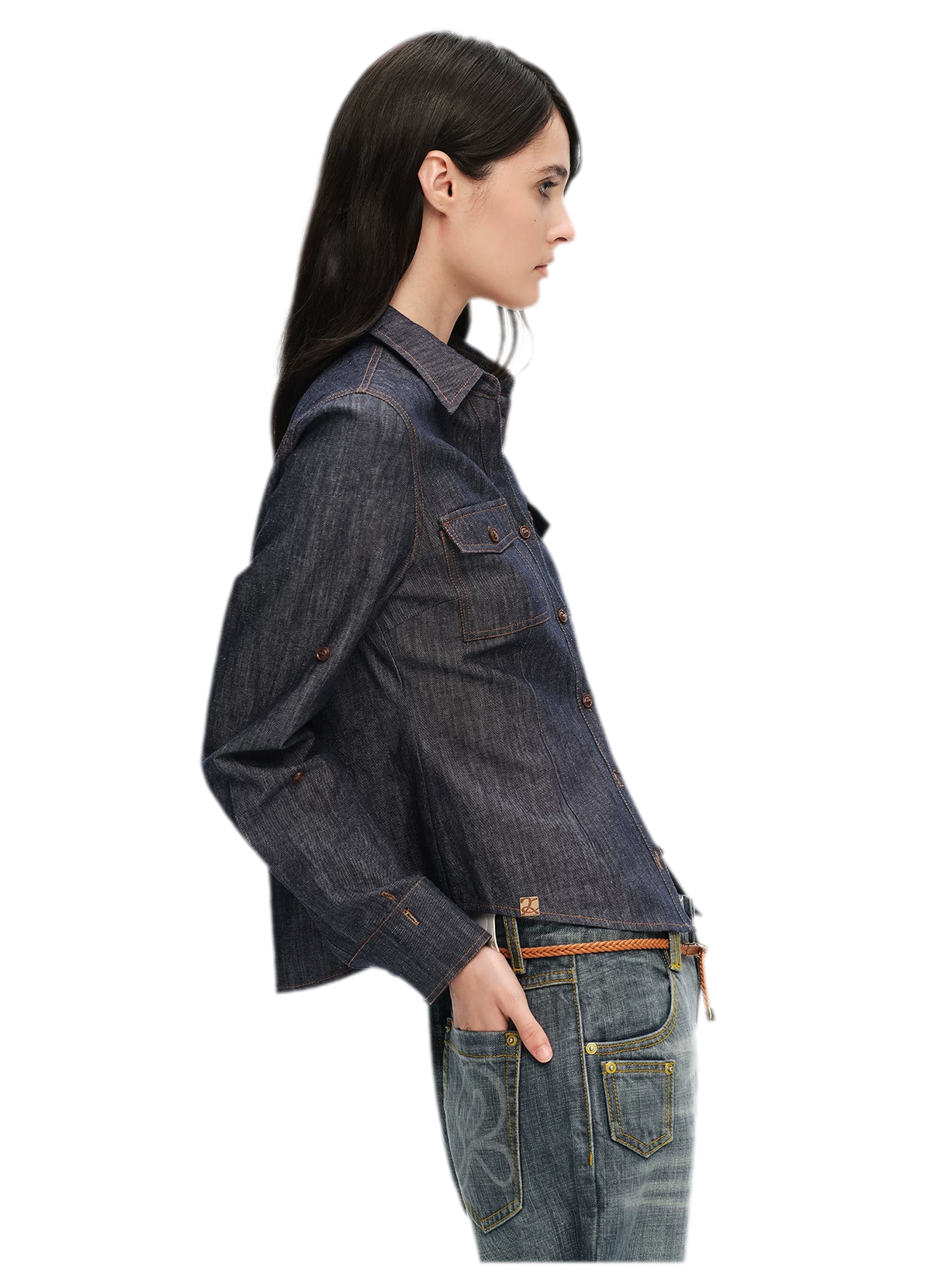 Contrast Stitch V-Neck Shirt