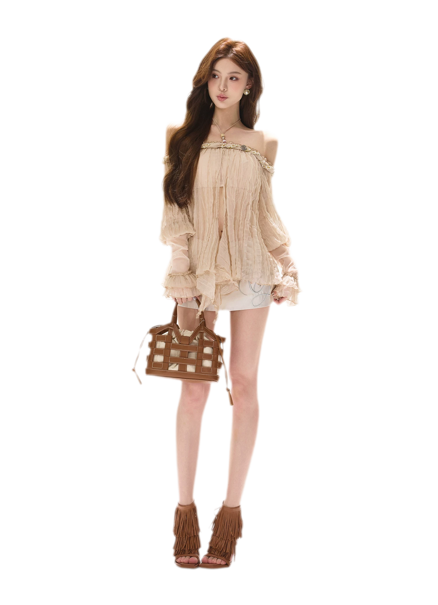 Embellished Satin Mini Skort