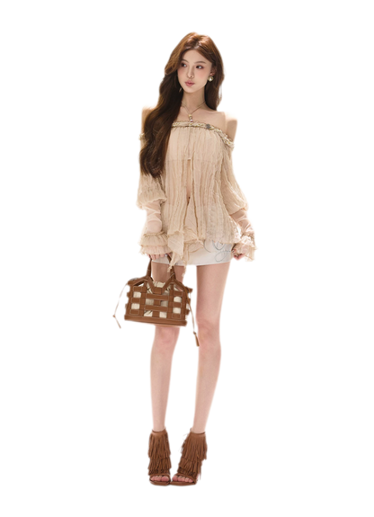 Embellished Satin Mini Skort