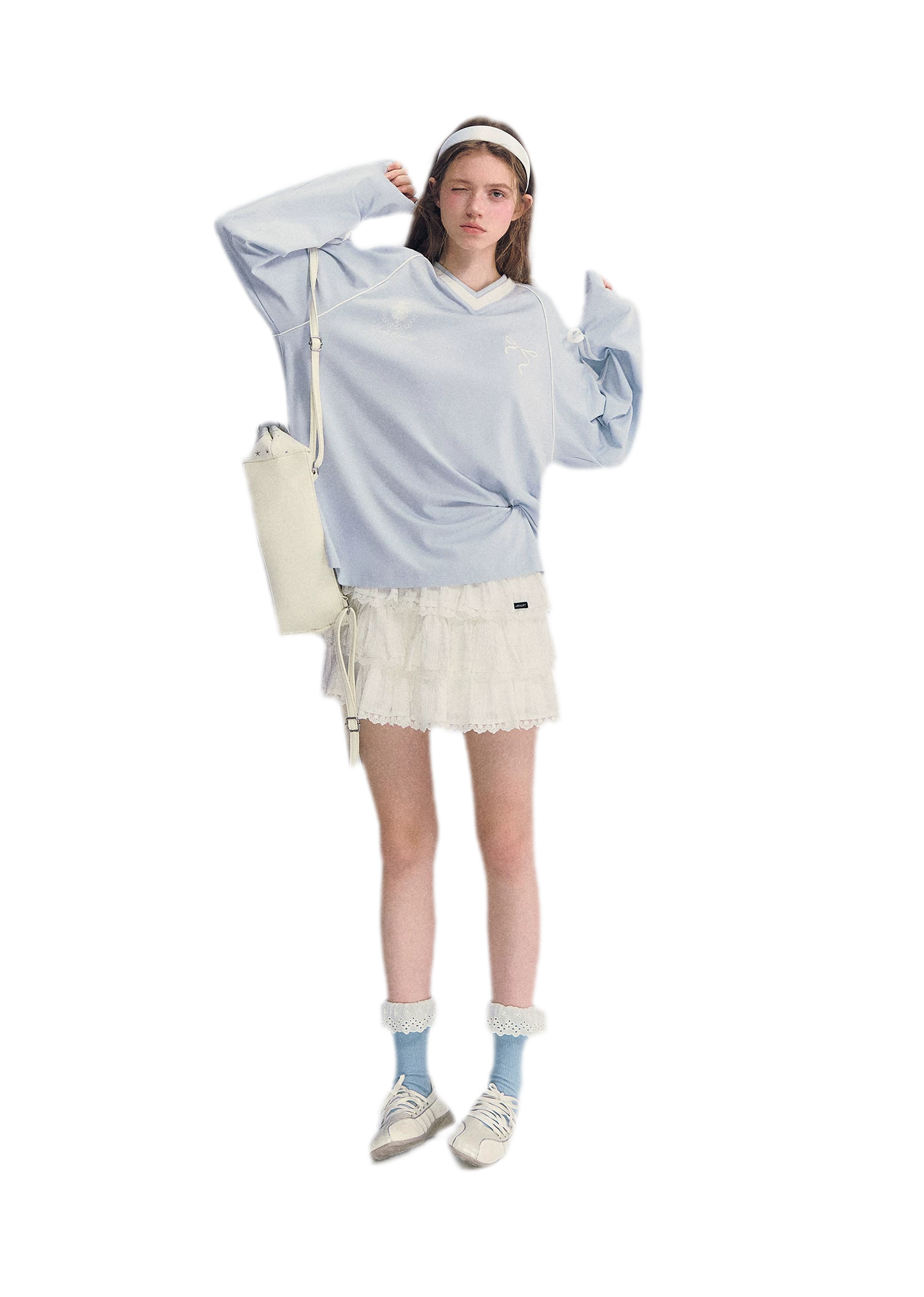 Colorblock Bow Embroidered Tee