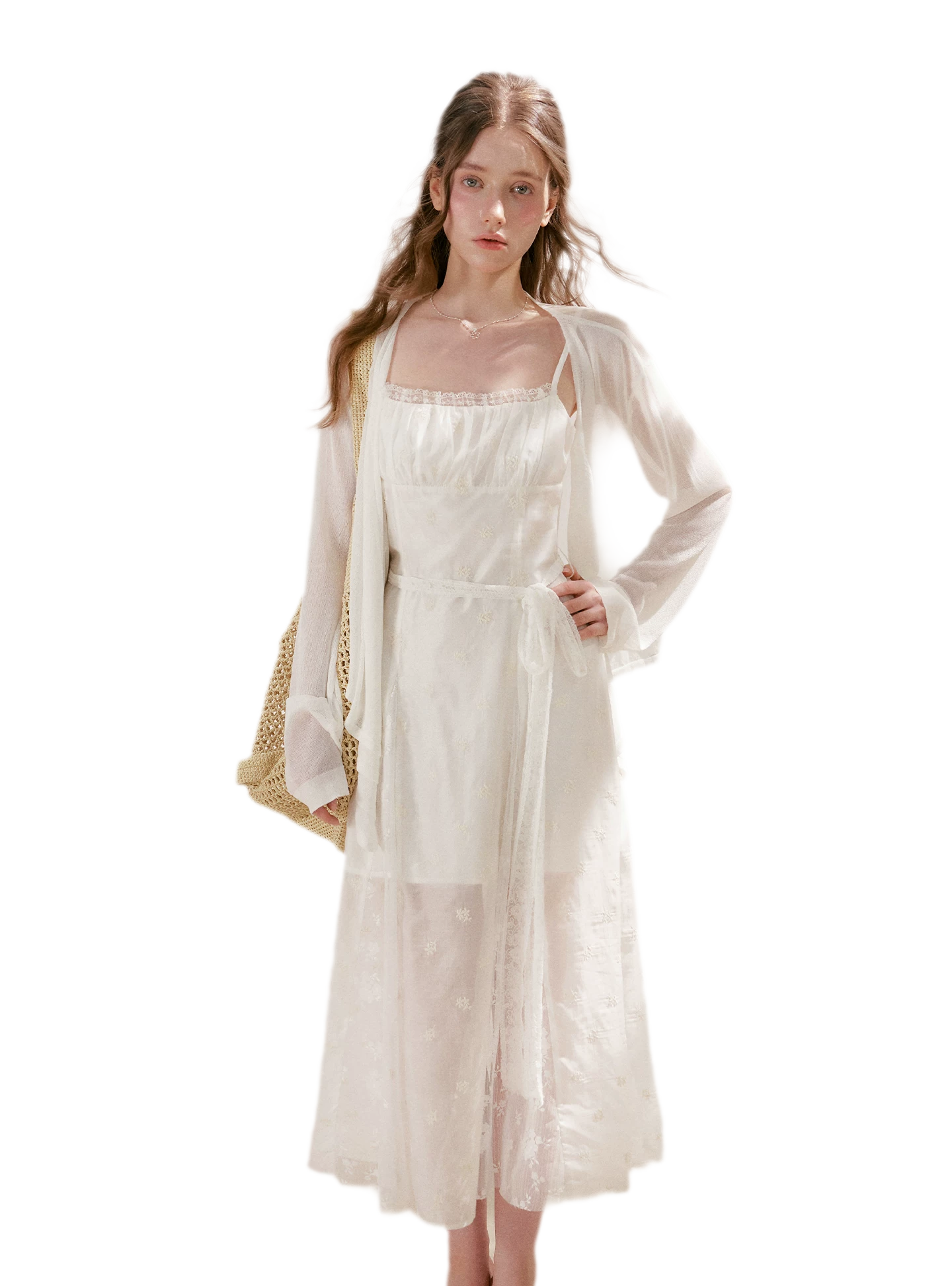 French Embroidered A-line Dress
