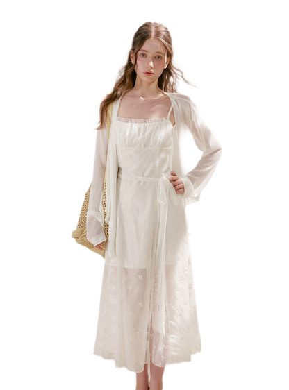French Embroidered A-line Dress