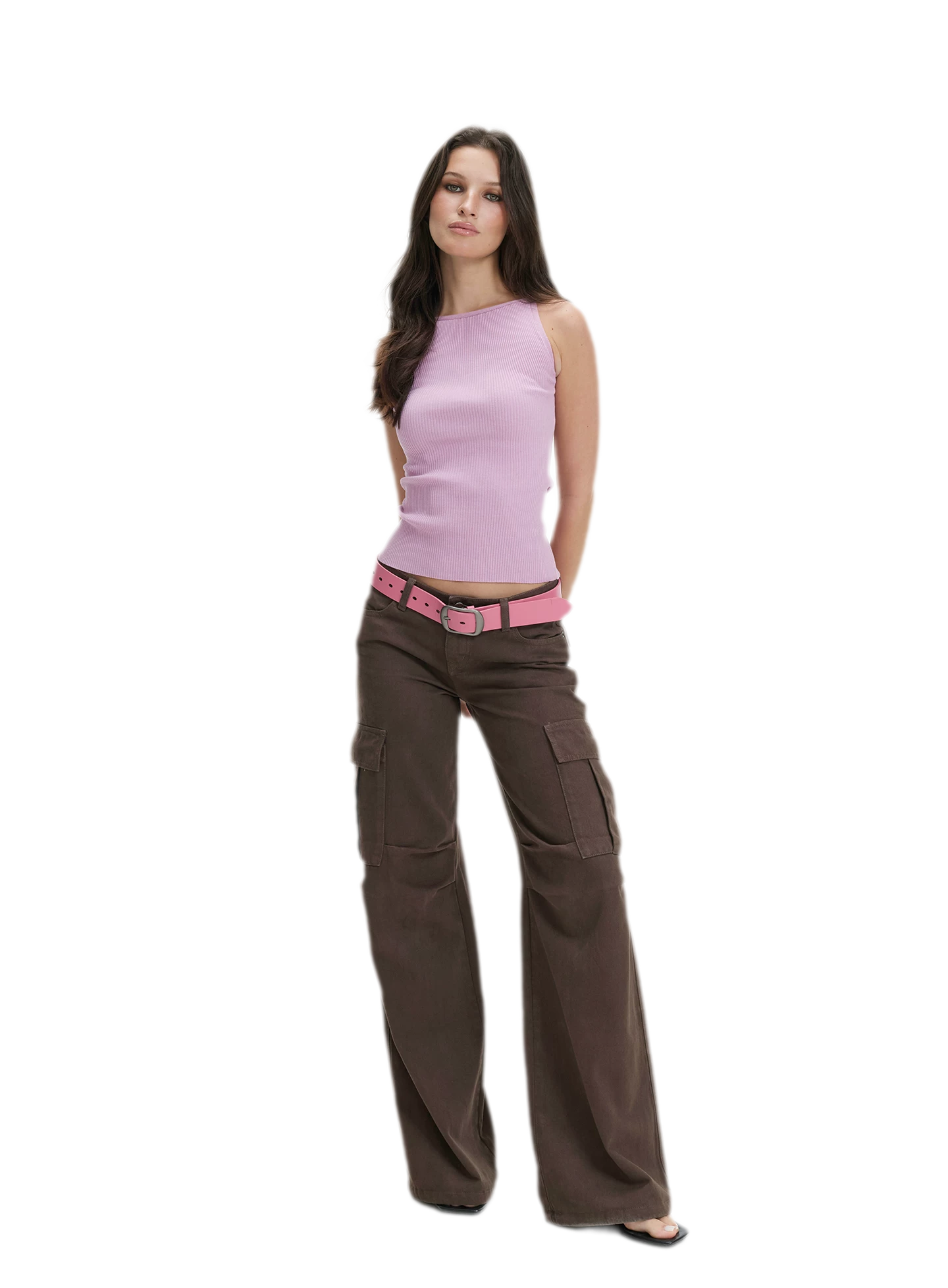 Washed Cargo Wide-Leg Pants