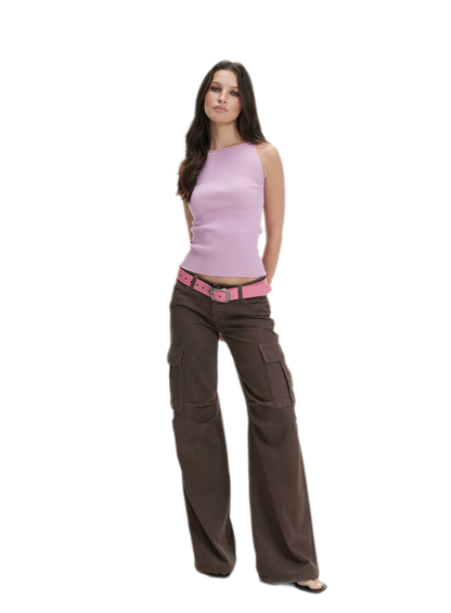 Washed Cargo Wide-Leg Pants