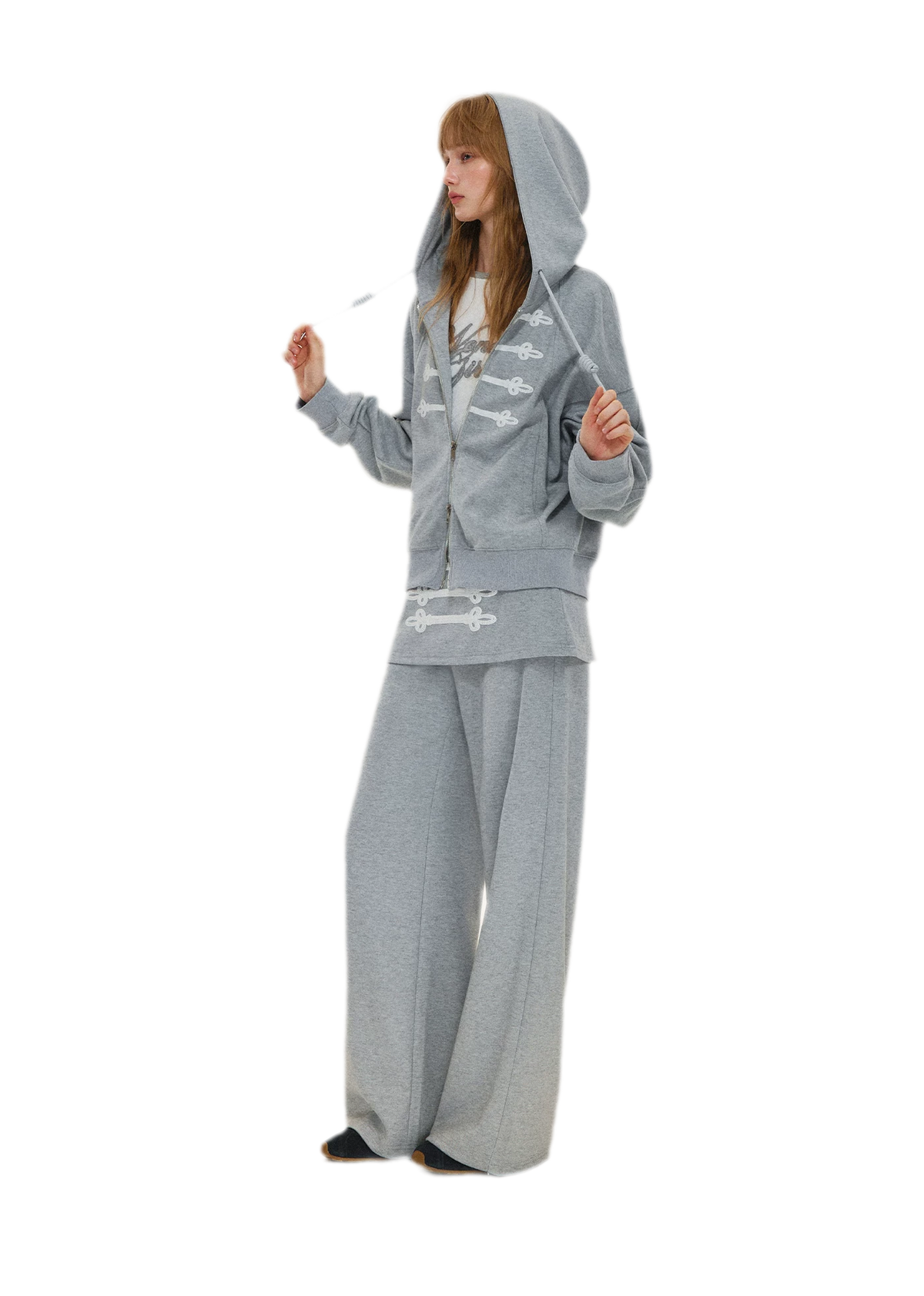 Gestrickte Hose mit Lagenoptik und geradem Bein