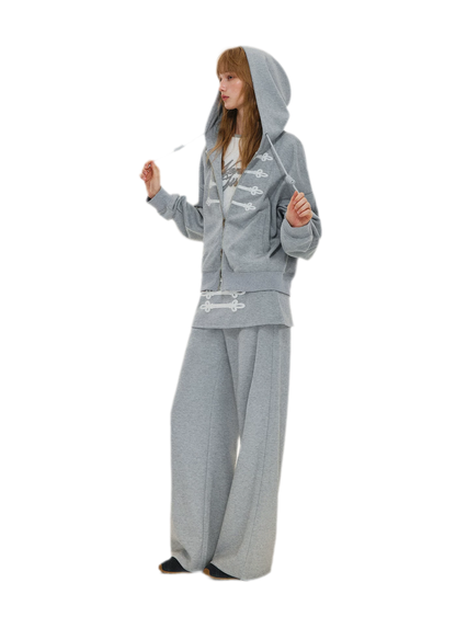 Gestrickte Hose mit Lagenoptik und geradem Bein